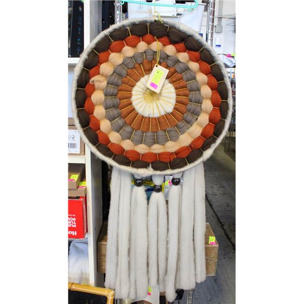 LARGE HANDMADE FUR AND FELT DREAMCATCHER