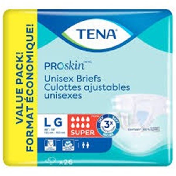 NEW 26 TENA PROSKIN UNISEX BRIEFS LARGE