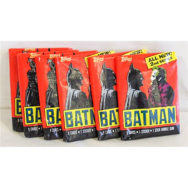 UNOPENED WAX PACKS 6 BATMAN WITH GUM 9 CARDS PER P