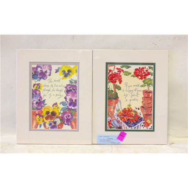 2 MATTED PRINTS -WOODIN-GARDENING &