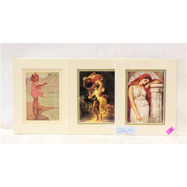 3 -8" x 10" MATTED PRINTS "HALCYON",