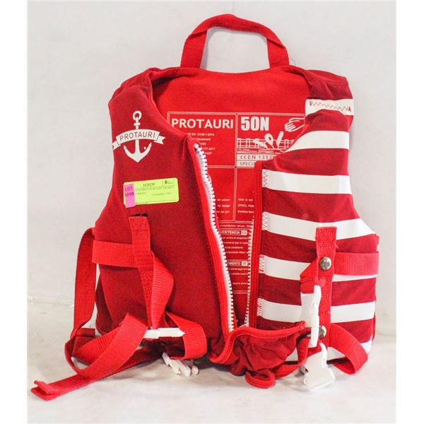 CHILDRENS PROTAURI LIFE JACKET 50N RED WHITE