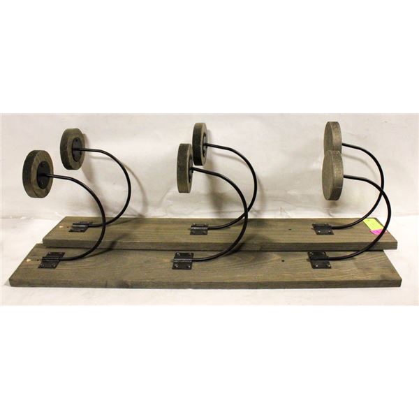 2 WOOD HAT HOLDERS 24"