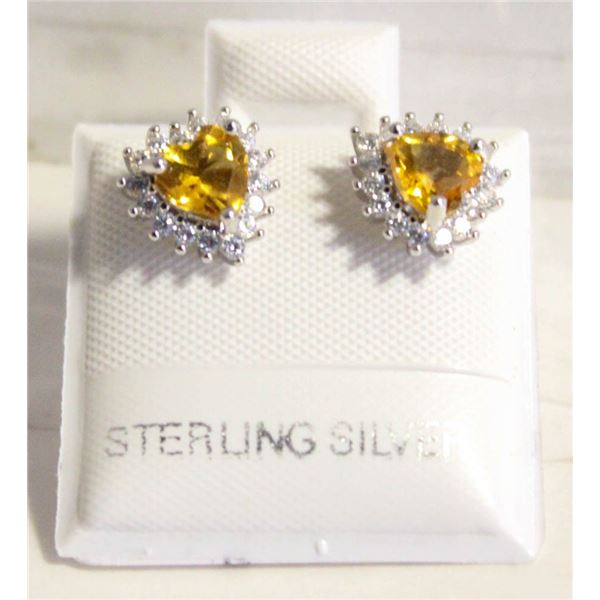 #51-NATURAL CITRIN & ZIRCON STUD EARRINGS