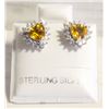 Image 1 : #51-NATURAL CITRIN & ZIRCON STUD EARRINGS