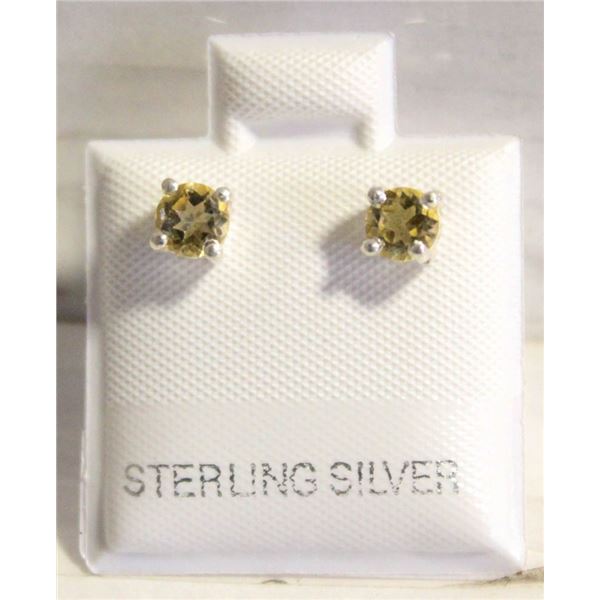 #46-NATURAL YELLOW CITRIN STUD EARRINGS