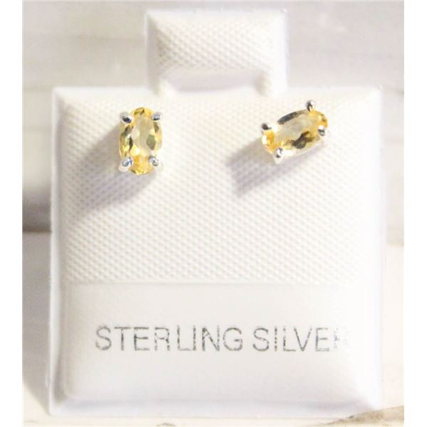 #42-NATURAL YELLOW CITRIN STUD EARRINGS