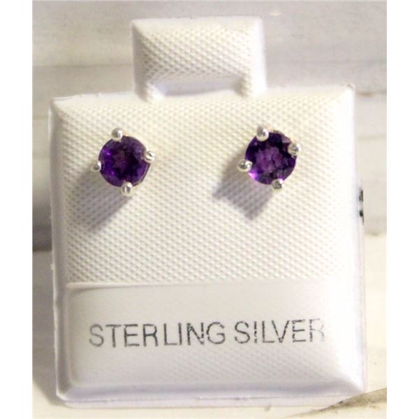 #02-NATURAL AMETHYST STUD EARRINGS
