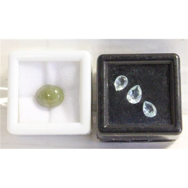 #302- NATURAL GREEN SAPPHIRE 5.5 CT  & TOPAZ  1.5C