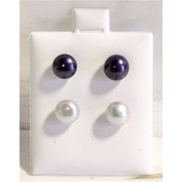 #165-NATURAL AKOYA PEARL STUD EARRINGS 2 PAIRS