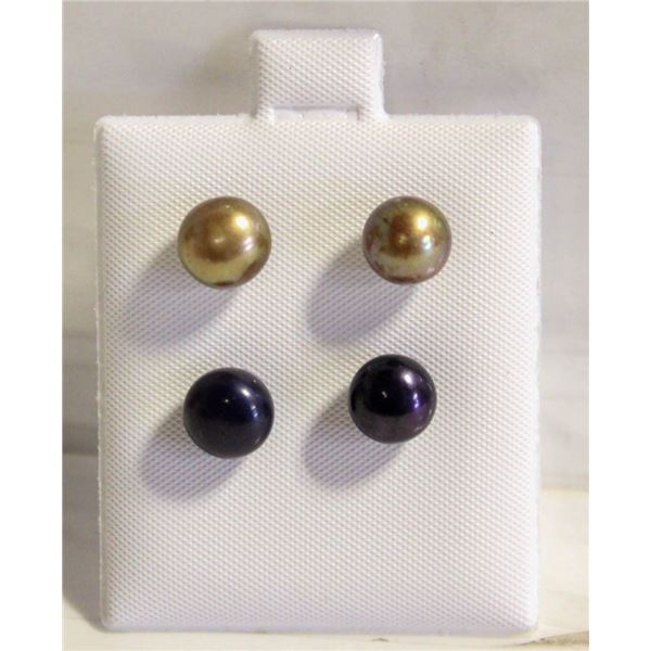 #169-NATURAL AKOYA PEARL STUD EARRINGS 2 PAIRS