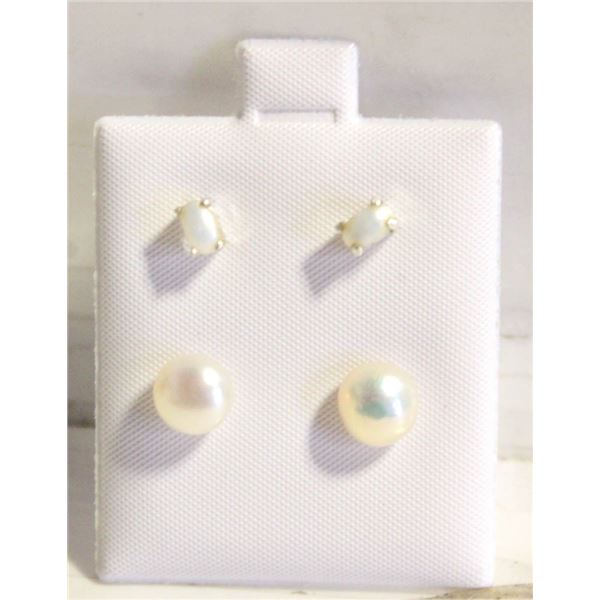 #190-NATURAL AKOYA PEARL STUD EARRINGS 2 PAIRS