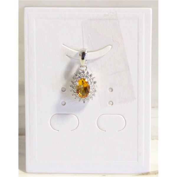 #99-NATURAL CITRIN & CZ  PENDANT