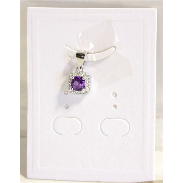 #78-NATURAL AMETHYST & CZ  PENDANT
