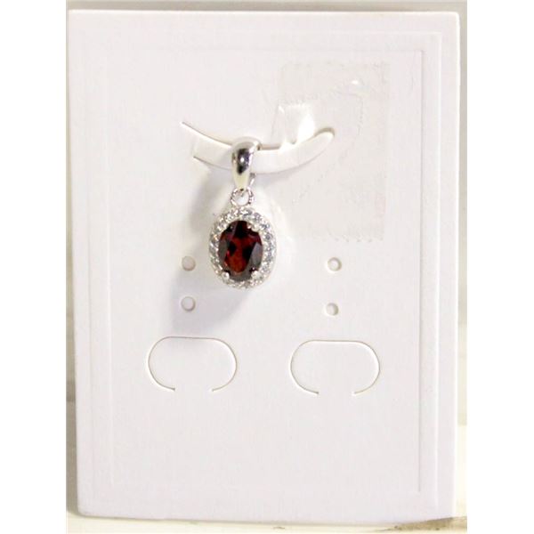 #126-NATURAL GARNET & CZ   PENDANT