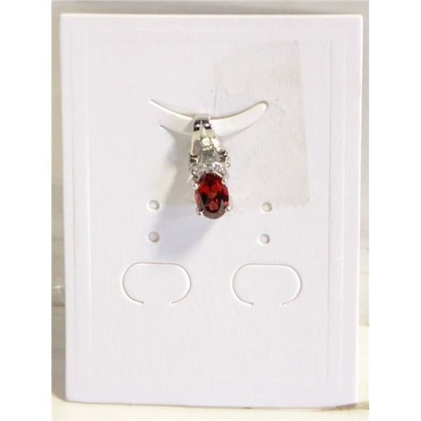 #115-NATURAL GARNET & CZ PENDANT