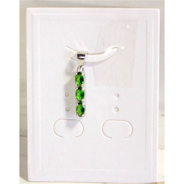 #150-NATURAL GREEN DIOPSIDE CHROME PENDANT