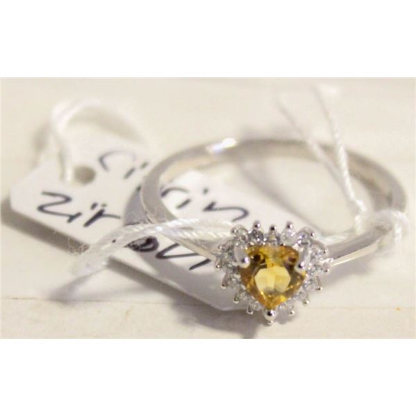 #153-NATURAL CITRIN & ZIRCON  RING SIZE 8