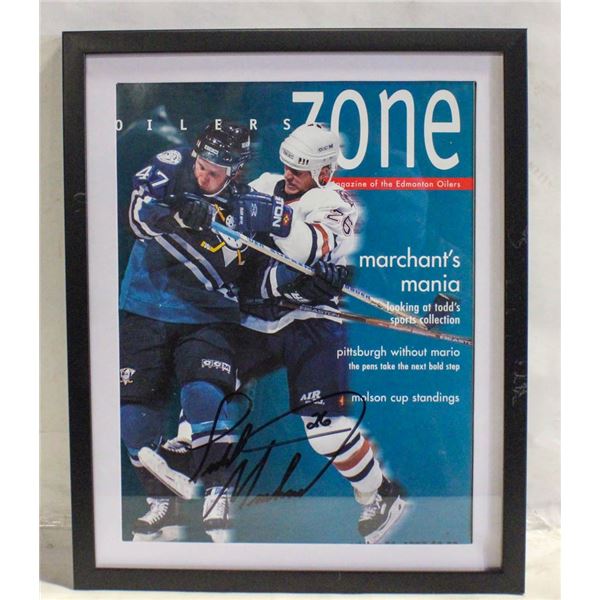 FRAMED OILERS TODD MARCHANT AUTOGRAPH