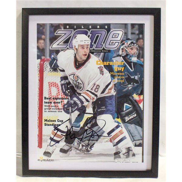 FRAMED OILERS ETHAN MOREAU AUTOGRAPH