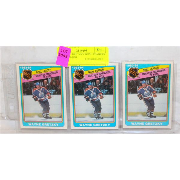 3 WAYNE GRETZKY GOAL LEADERS OPC 1983-1984