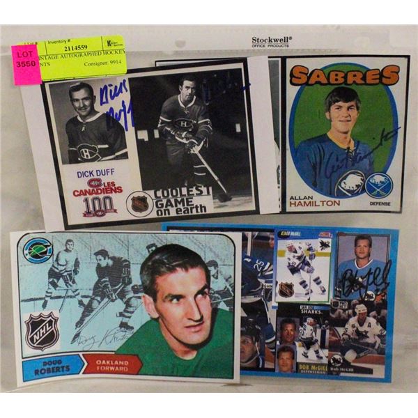 4 VINTAGE AUTOGRAPHED HOCKEY PRINTS