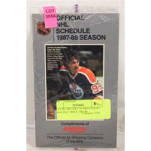 WAYNE GRETZKY SCORES EMERY EDGE HAT TRICK 1987/88