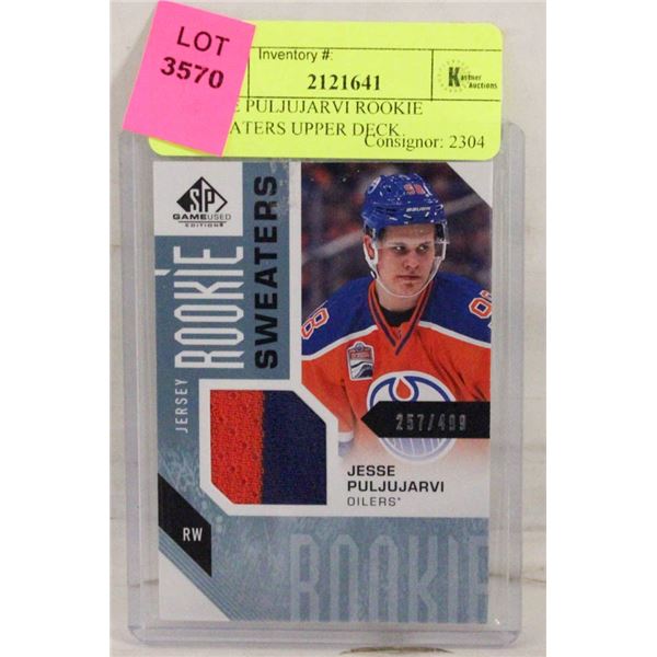 JESSE PULJUJARVI ROOKIE SWEATERS UPPER DECK