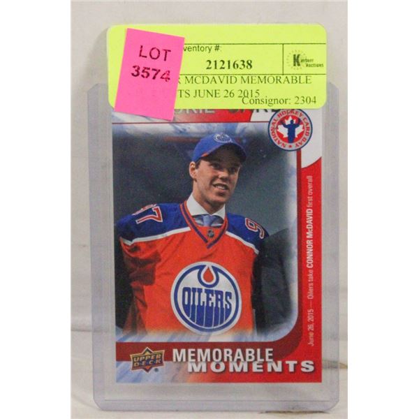 CONNOR MCDAVID MEMORABLE MOMENTS JUNE 26 2015