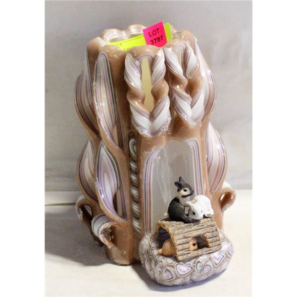 UNUSED HAND CARVED RABBIT THEMED WAX
