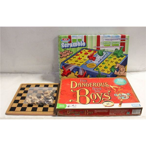 3 BOARD GAMES WITH ALL PIECES