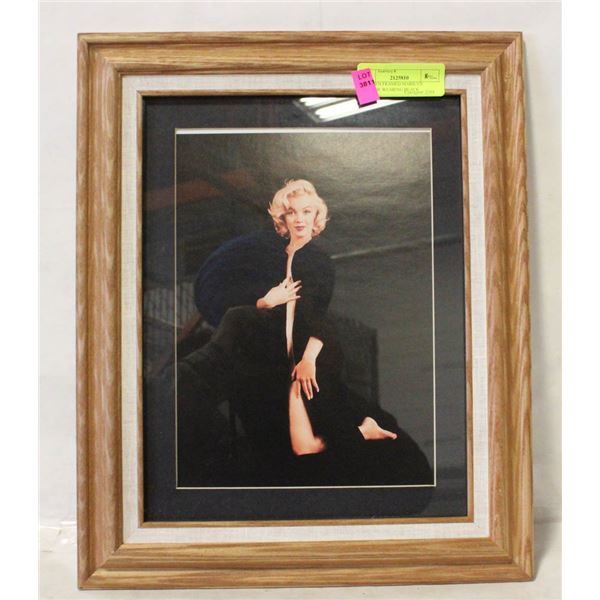 WOODEN FRAMED MARILYN MONROE WEARING BLACK SWEATER