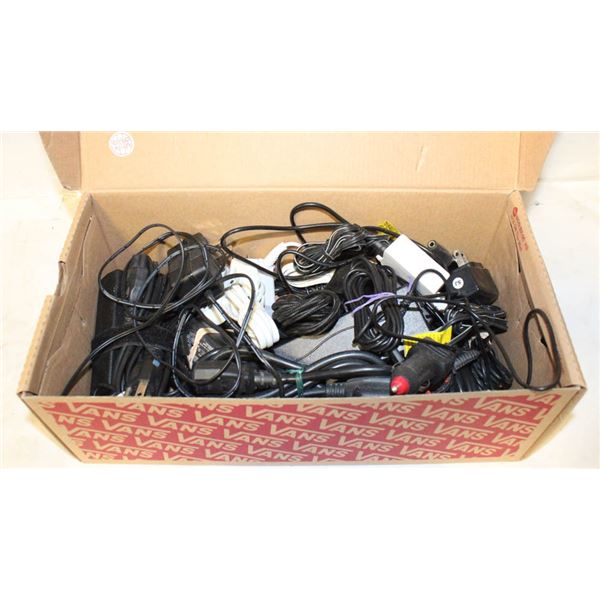 BOX OF LAPTOP AND AUXILIARY CORDS