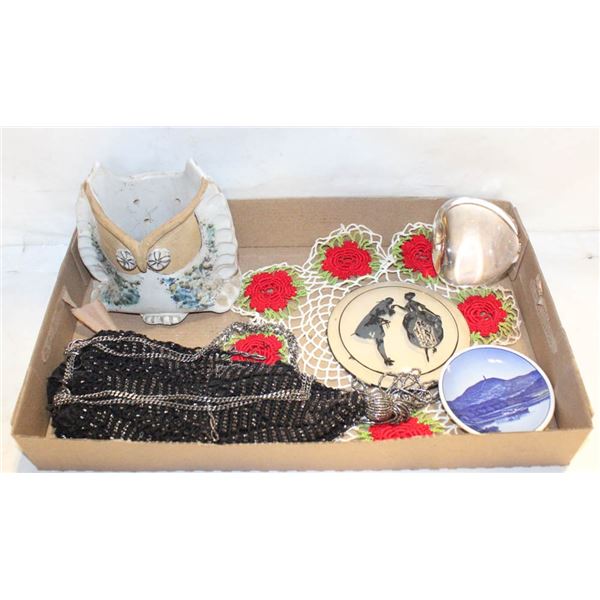 ESTATE LOT - DECO FLAPPER BAG, ROSE