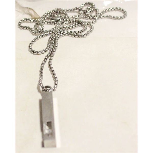 SILVER TONE 22" NECKLACE WITH CUBIC ZIRCONIA