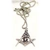 Image 1 : 22 INCH SILVER TONE BOXCHAIN WITH MASONIC PENDANT