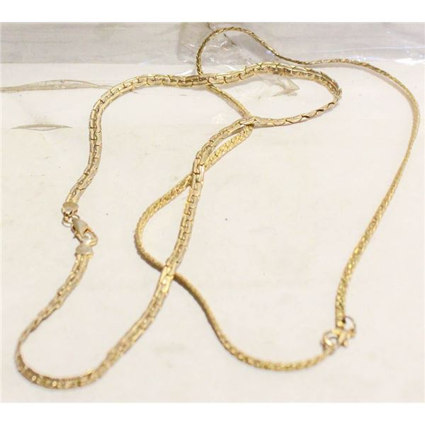 2 GOLD TONE NECKLACES 16" METAL UNMARKED