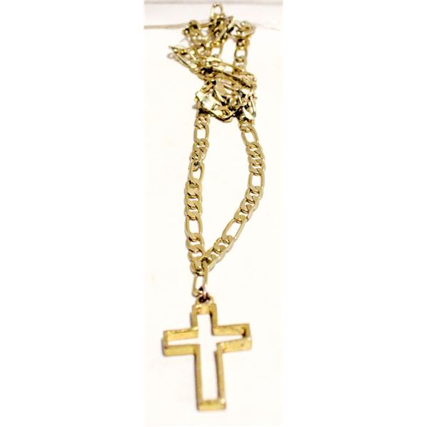 MENS 22" LINK CHAIN WITH CROSS PENDANT