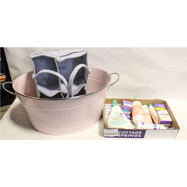 PKG OF BABY PRODUCTS PLUS TUB AND ORGANIZER