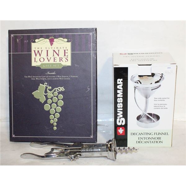 WINE LOVERS GIFT SET, DECANTING FUNNEL & WINE