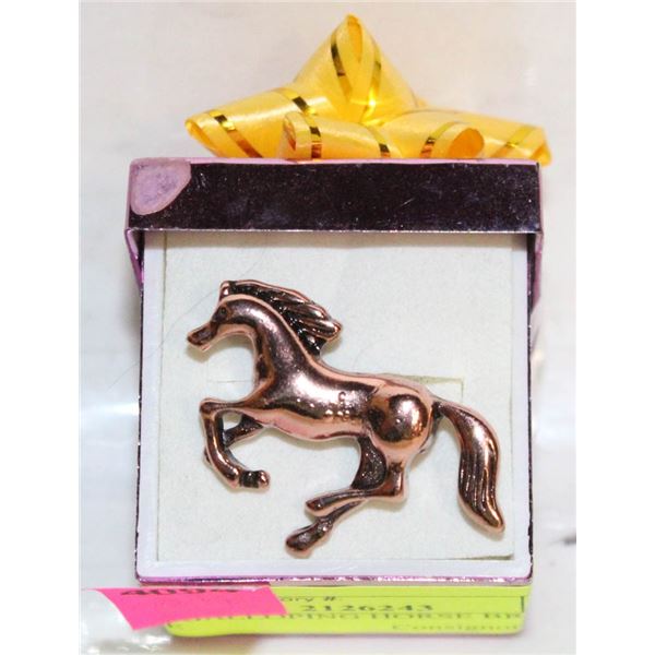 NEW GALLOPING HORSE BROOCH ROSE