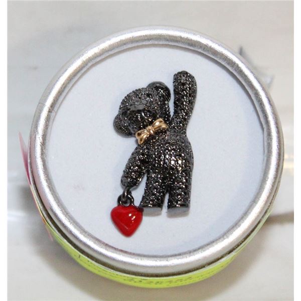 NEW TEDDY BEAR BROOCH WITH HEART