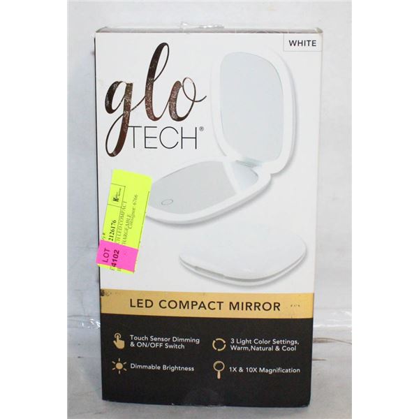NEW GLO TECH LED COMPACT MIRROR, RECHARGEABLE