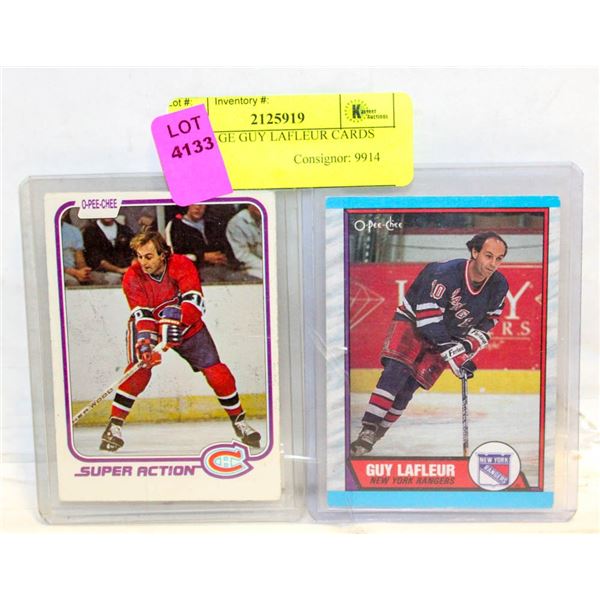 2 VINTAGE GUY LAFLEUR CARDS