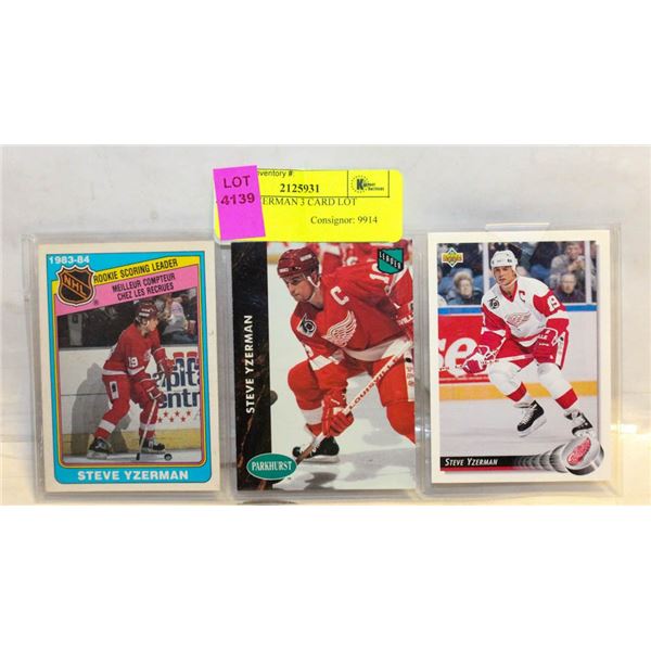 STEVE YZERMAN 3 CARD LOT