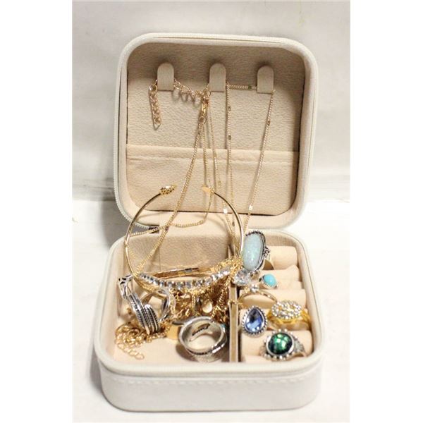 TRAVELING JEWELRY BOX FULL OF JEWELRY