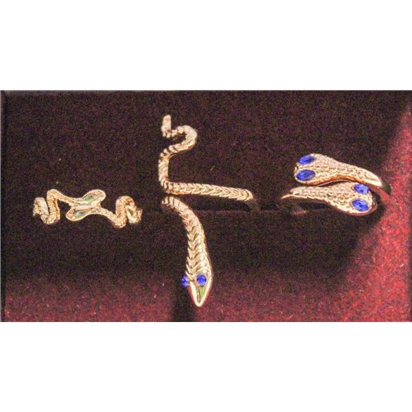SET OF 3 GOLD TONE SNAKE RINGS
