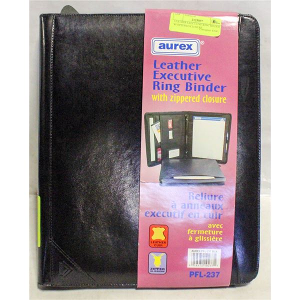 LEATHER EXECUTIVE RING BINDER W/ZIPPERED CLOSURE