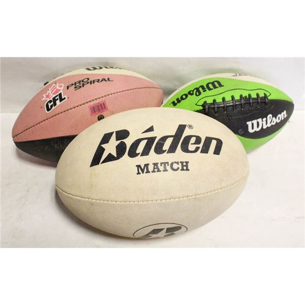 RUGBY BALL & 2 FOOTBALLS