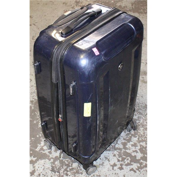 BLUE SWISS GEAR HARD SHELL SUITCASE